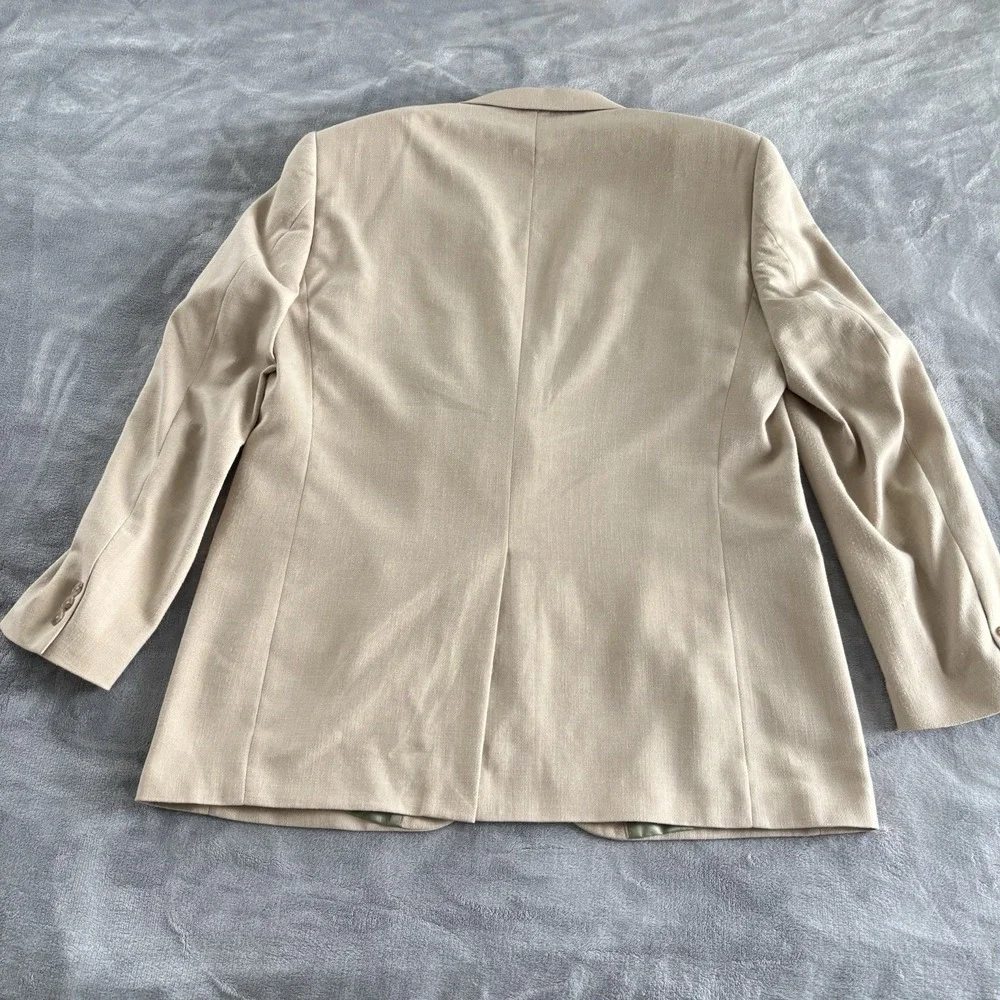 Alan Flusser Men's Sport Coat‎ Blazer Beige Two Button Classic Casual 46L